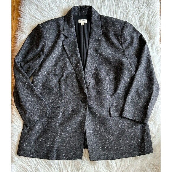 Open Edit Women’s Size XL Black Boucle Oversized Blazer Career Work - Picture 6 of 8
